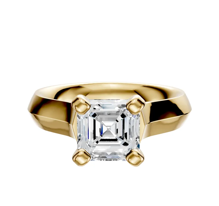 18K Yellow Gold 4 Prong Cathedral Knife Edge 4.0mm Engagement Ring sold by Promise By Effy