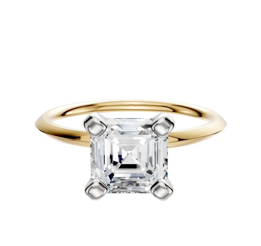 18K Two Tone 4 Prong Classic Knife Edge 1.5mm Engagement Ring sold by Promise By Effy