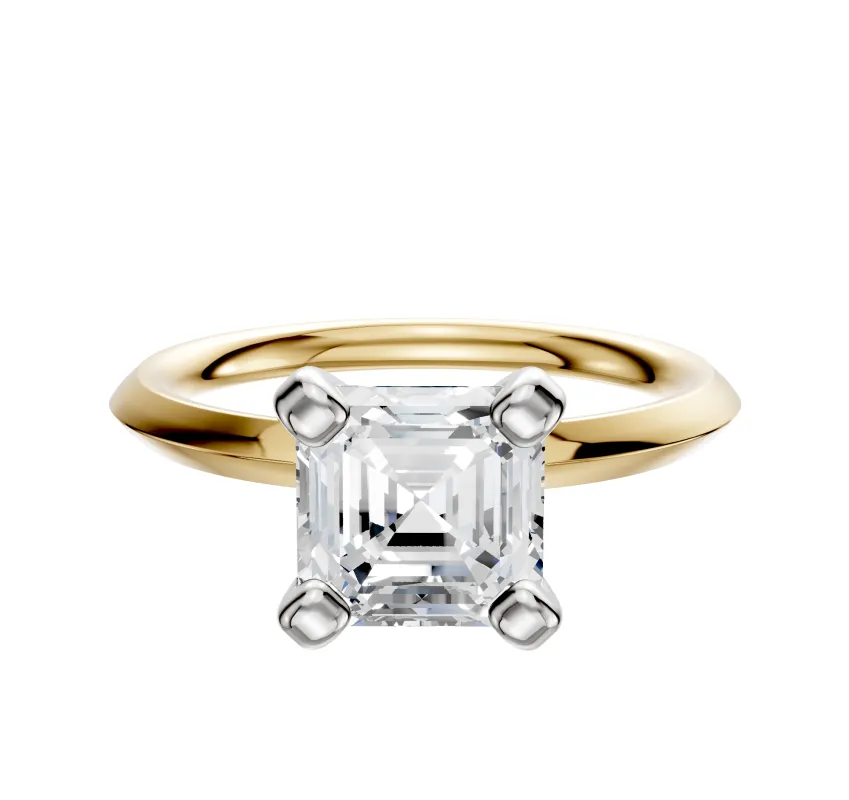18K Two Tone 4 Prong Classic Knife Edge 2.0mm Engagement Ring sold by Promise By Effy