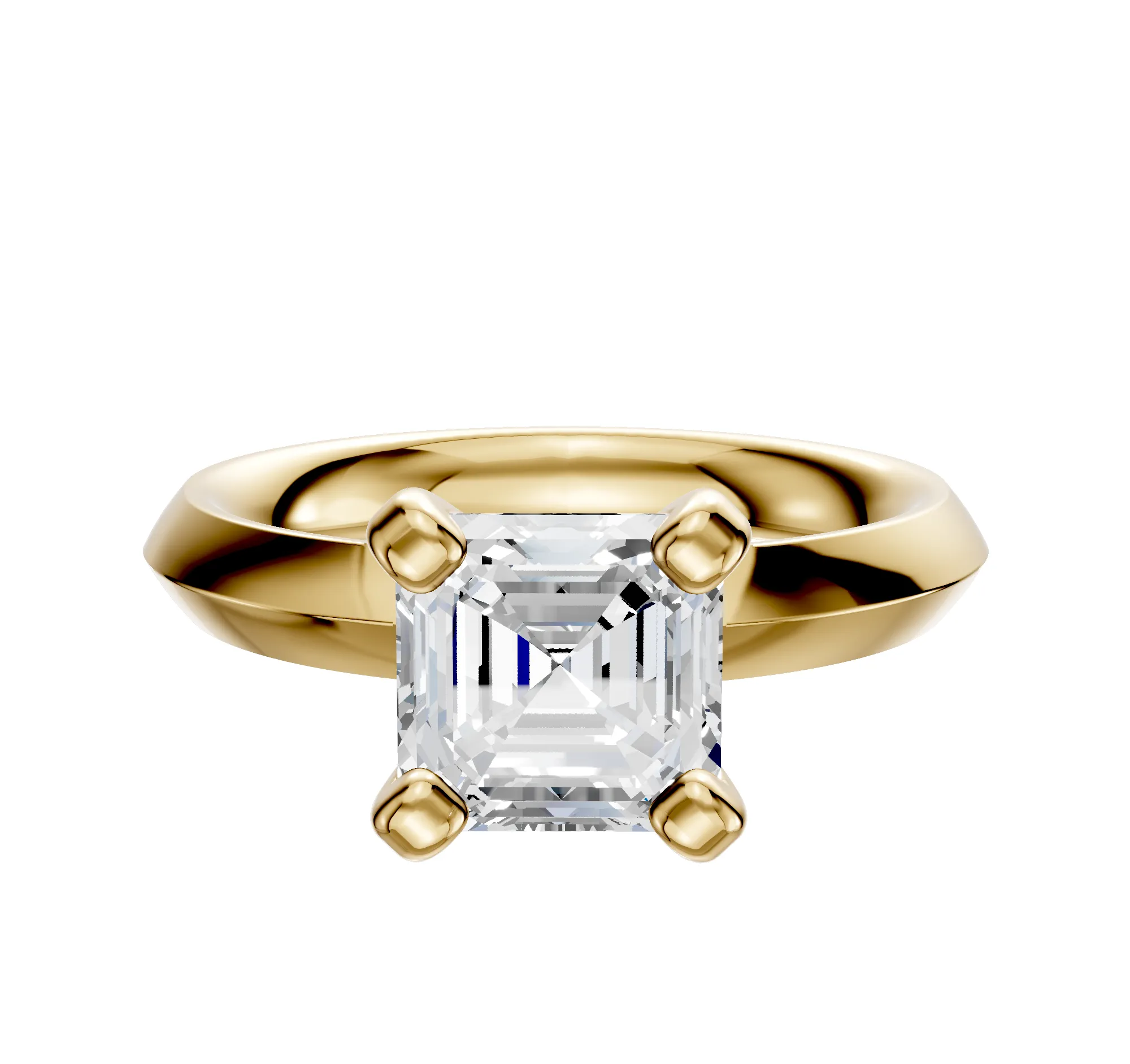 18K Yellow Gold 4 Prong Classic Knife Edge 3.0mm Engagement Ring sold by Promise By Effy