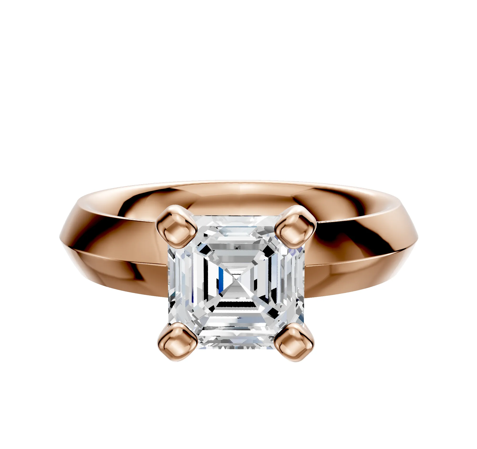 14K Rose Gold 4 Prong Classic Knife Edge 4.0mm Engagement Ring sold by Promise By Effy