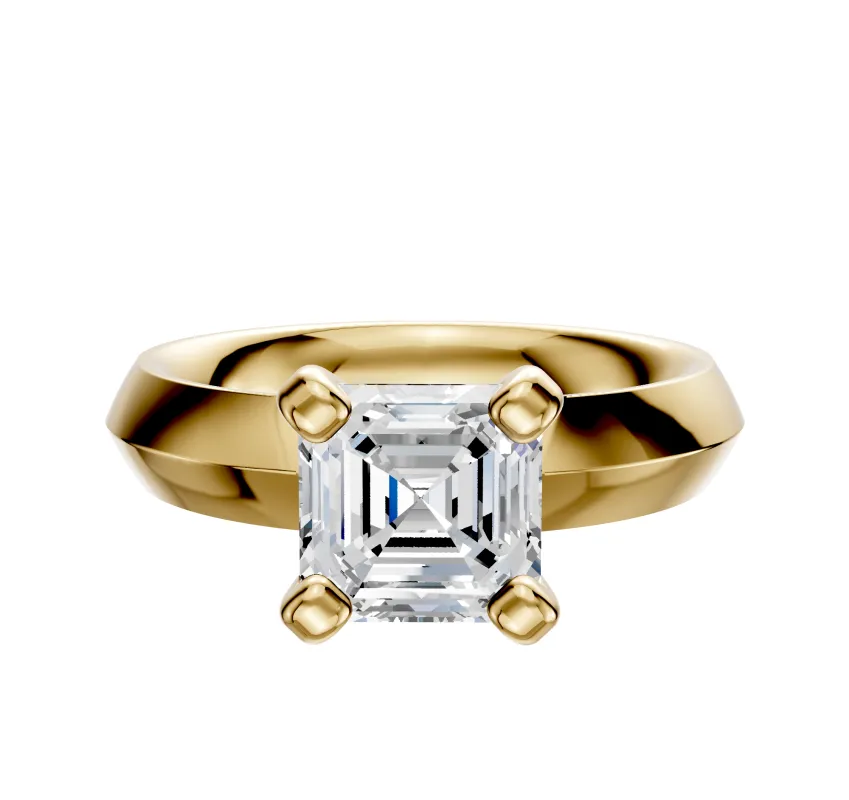 18K Yellow Gold 4 Prong Classic Knife Edge 4.0mm Engagement Ring sold by Promise By Effy