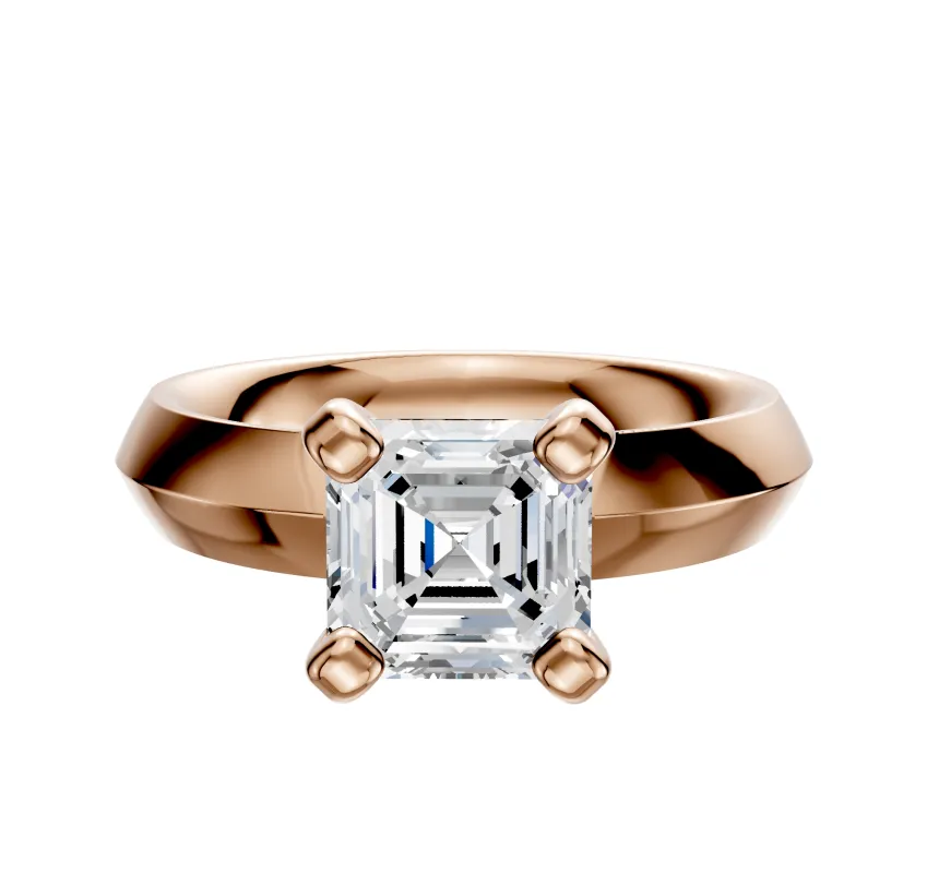 18K Rose Gold 4 Prong Classic Knife Edge 4.0mm Engagement Ring sold by Promise By Effy
