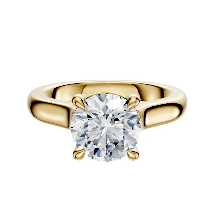 14K Yellow Gold 4 Prong Basket Cathedral Dome 3.0mm Engagement Ring sold by Promise By Effy