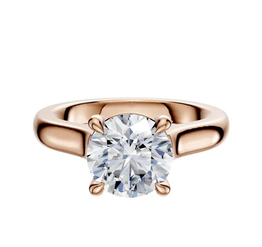 14K Rose Gold 4 Prong Basket Cathedral Dome 3.0mm Engagement Ring sold by Promise By Effy