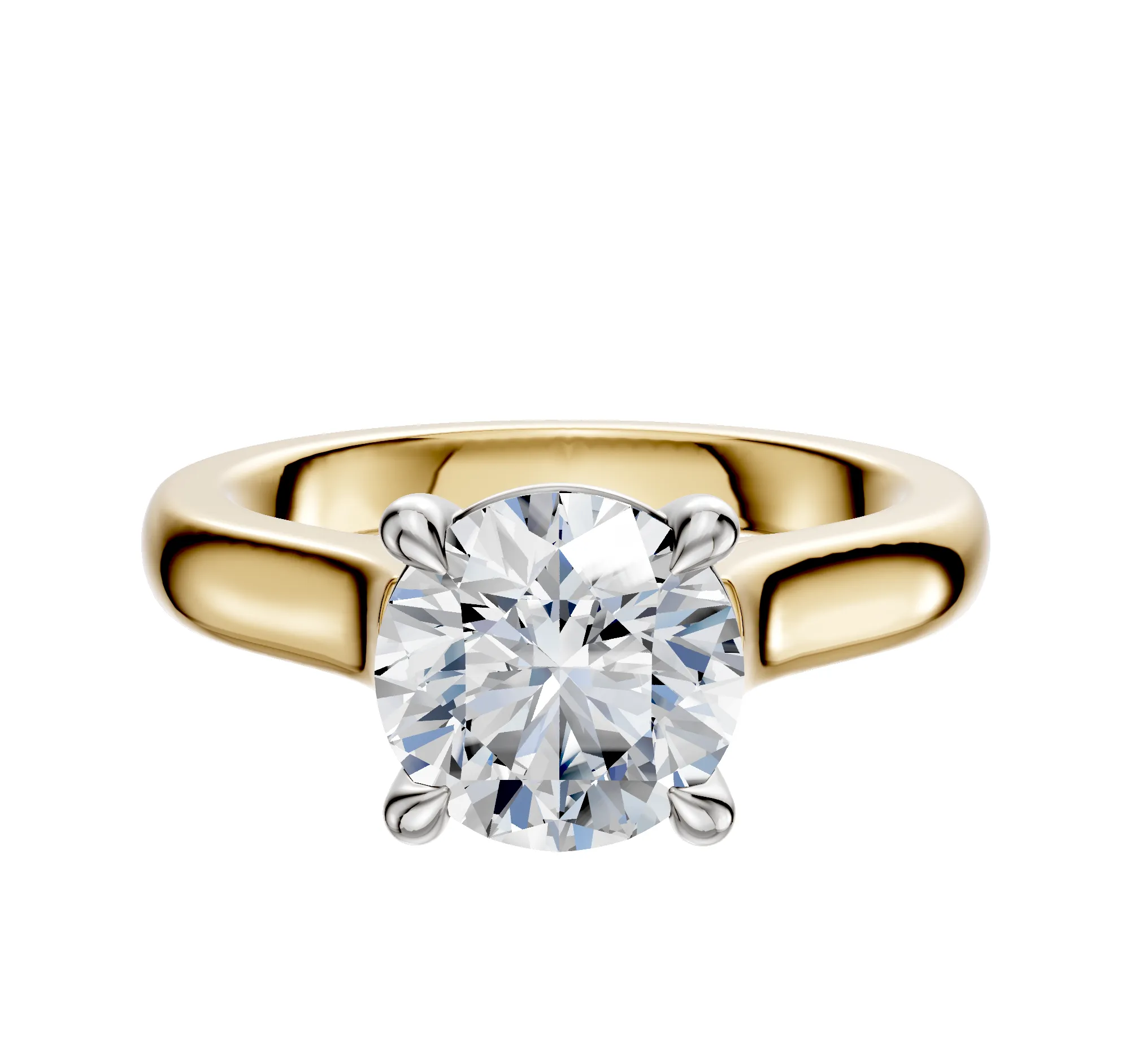 18K Two Tone 4 Prong Basket Cathedral Dome 3.0mm Engagement Ring sold by Promise By Effy