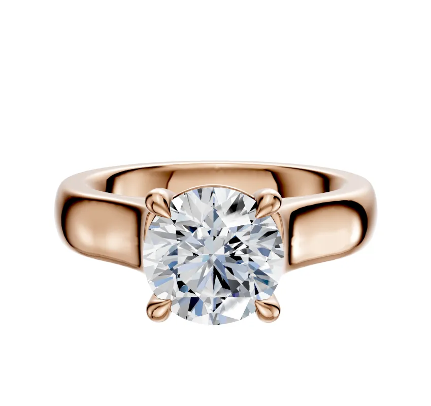 14K Rose Gold 4 Prong Basket Cathedral Dome 4.0mm Engagement Ring sold by Promise By Effy