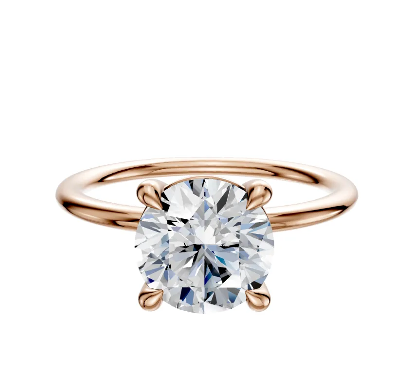 14K Rose Gold 4 Prong Basket Classic Dome 1.5mm Engagement Ring sold by Promise By Effy