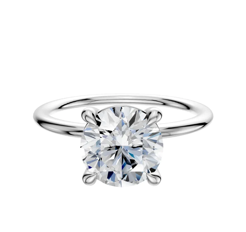 18K White Gold 4 Prong Basket Classic Dome 1.5mm Engagement Ring sold by Promise By Effy