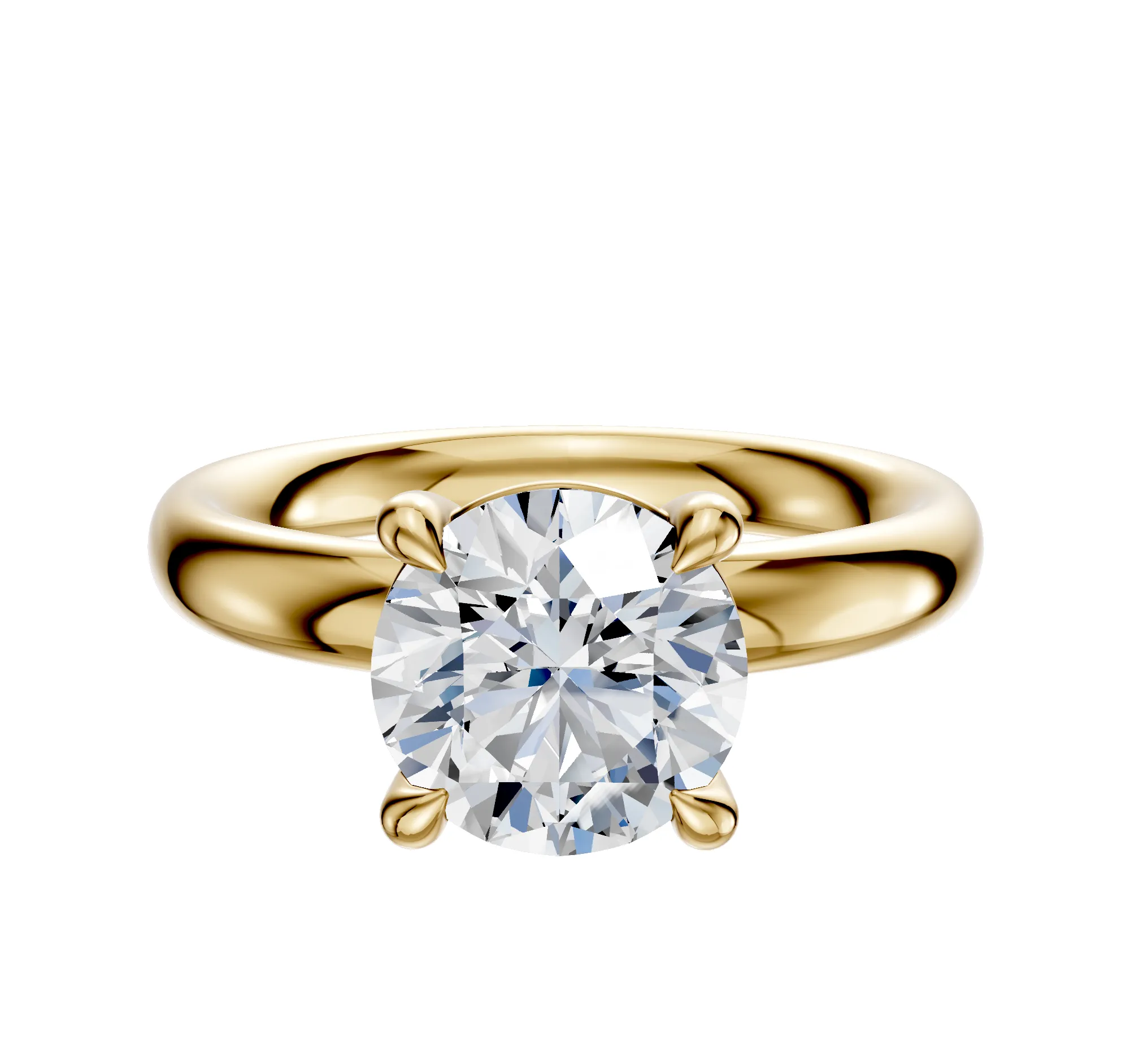 14K Yellow Gold 4 Prong Basket Classic Dome 3.0mm Engagement Ring sold by Promise By Effy