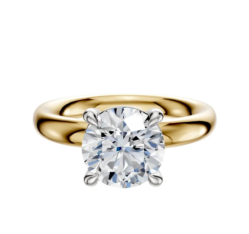 18K Two Tone 4 Prong Basket Classic Dome 3.0mm Engagement Ring sold by Promise By Effy