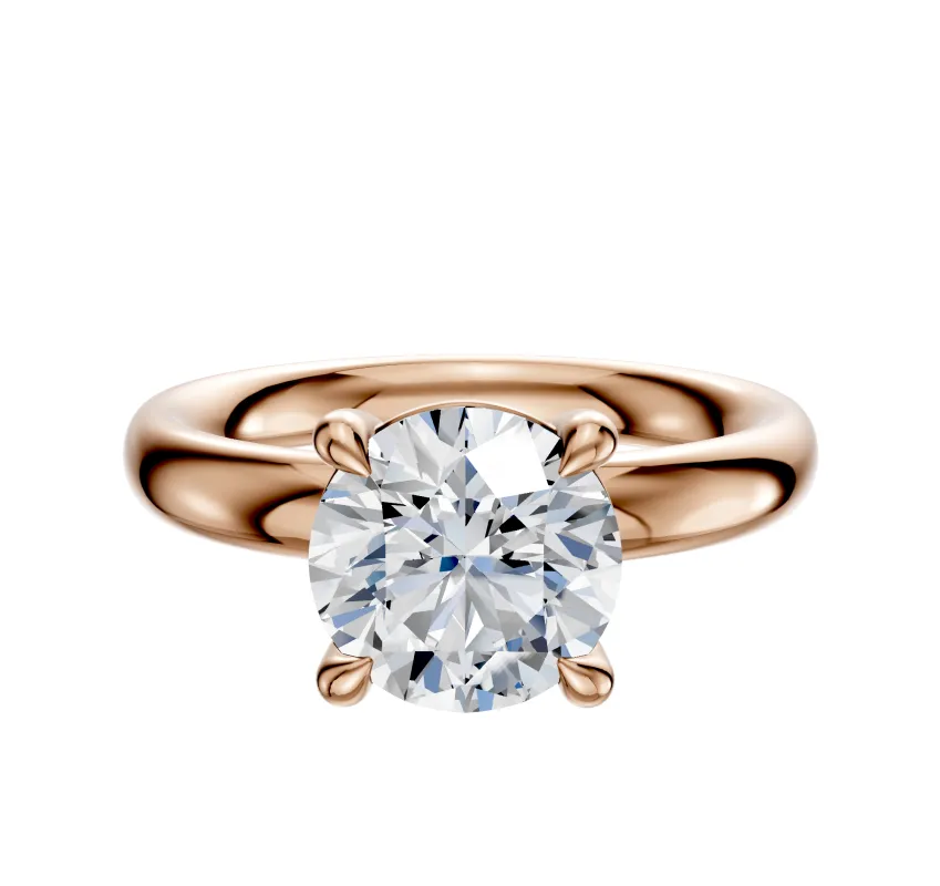 18K Rose Gold 4 Prong Basket Classic Dome 3.0mm Engagement Ring sold by Promise By Effy