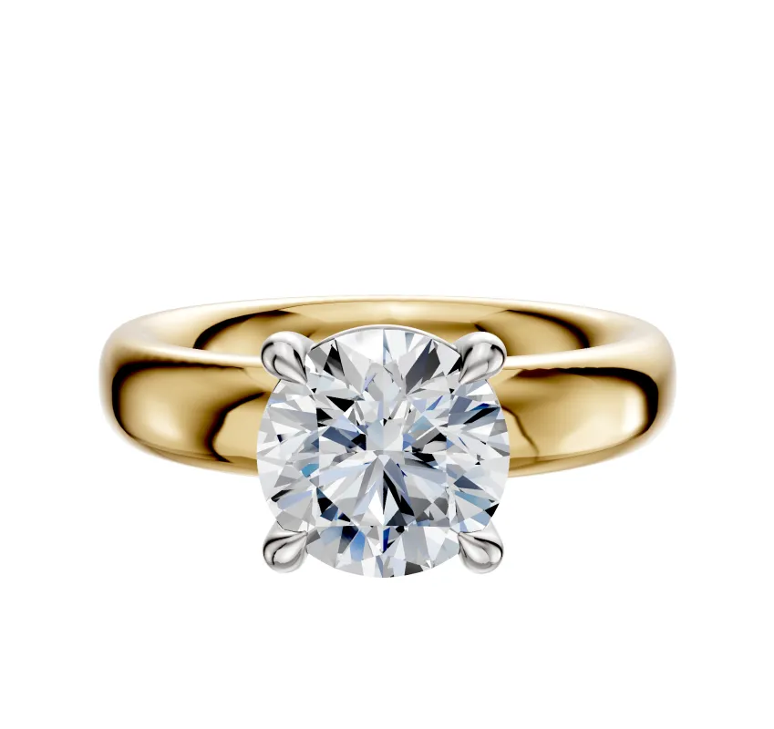 14K Two Tone 4 Prong Basket Classic Dome 4.0mm Engagement Ring sold by Promise By Effy