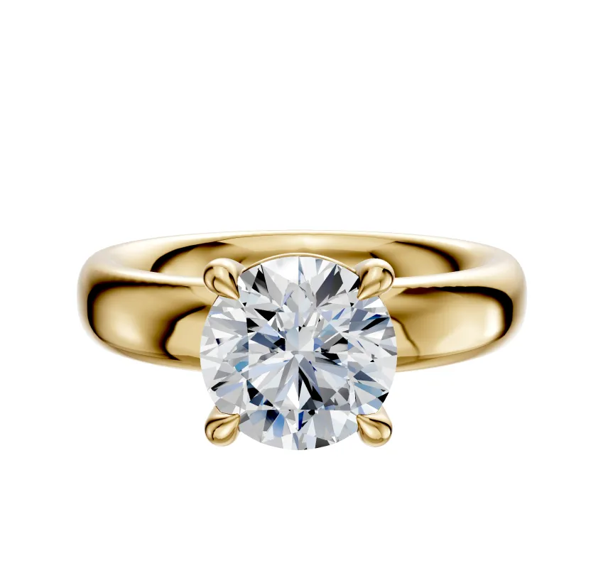 18K Yellow Gold 4 Prong Basket Classic Dome 4.0mm Engagement Ring sold by Promise By Effy