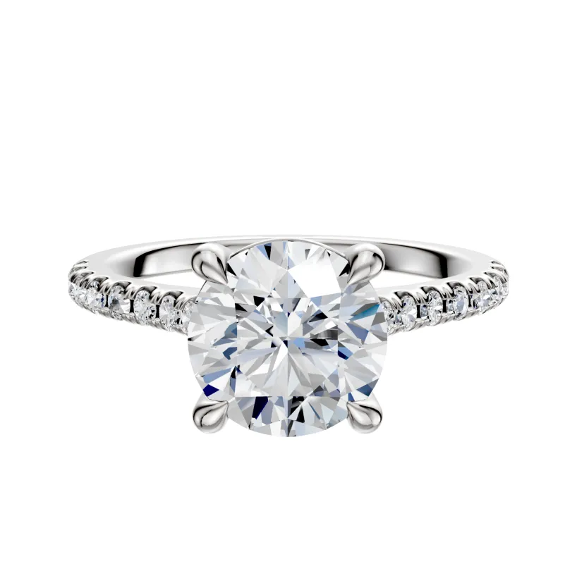 Platinum 4 Prong Basket Cathedral Dome 1-Row-Pave 2.5mm Engagement Ring sold by Promise By Effy