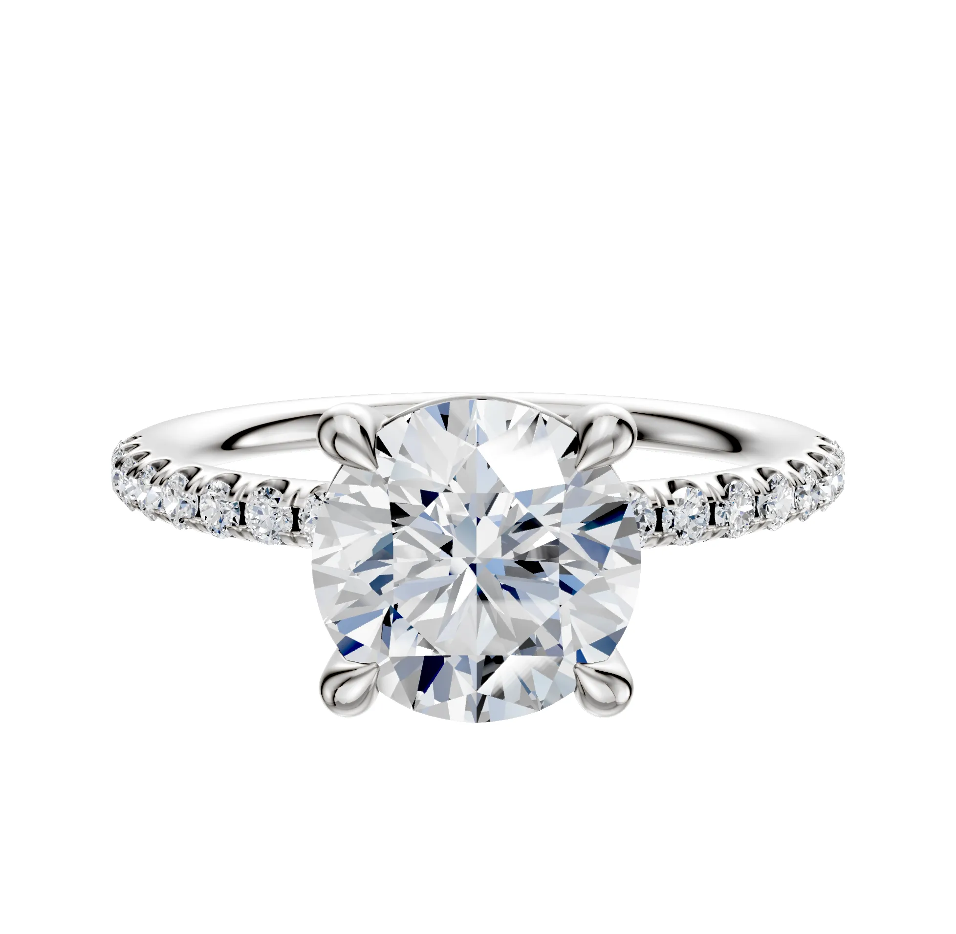 Platinum 4 Prong Basket Classic Dome 1-Row-Pave 2.5mm Engagement Ring sold by Promise By Effy