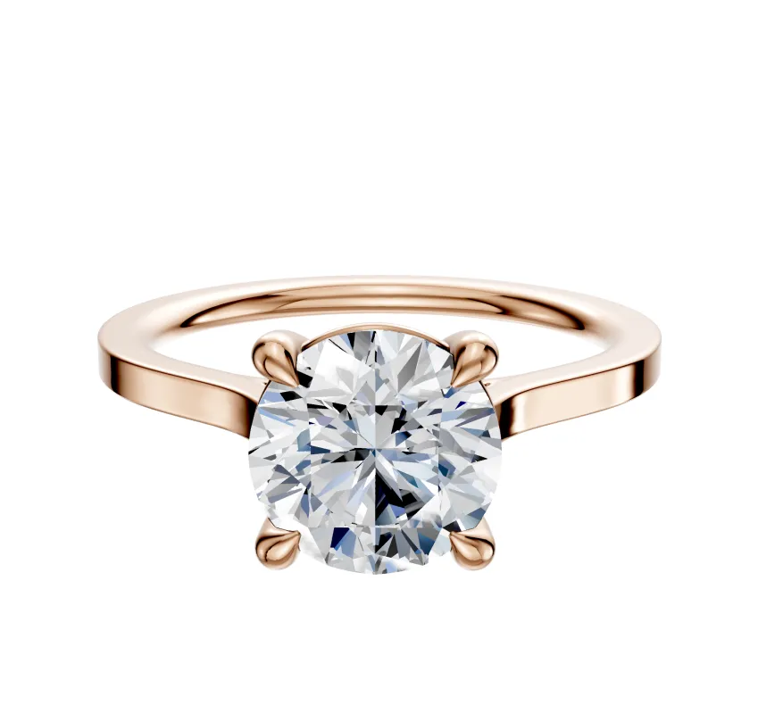 18K Rose Gold 4 Prong Basket Cathedral Flat 1.5mm Engagement Ring sold by Promise By Effy