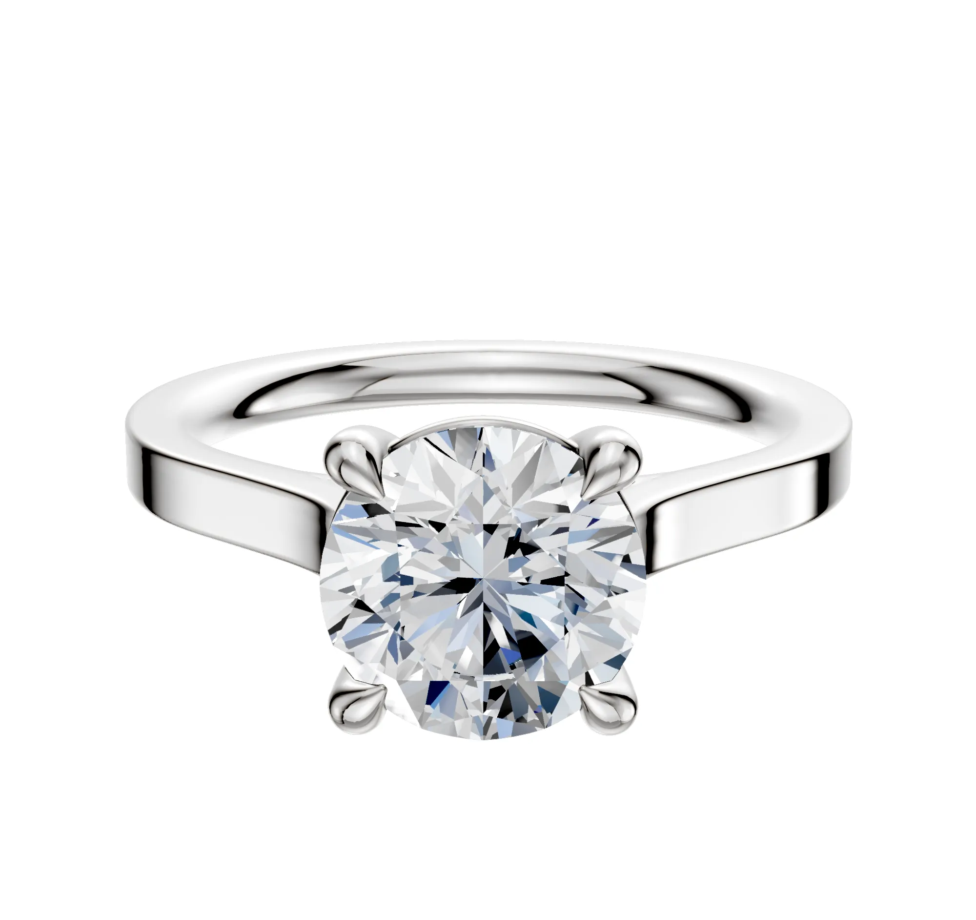 14K White Gold 4 Prong Basket Cathedral Flat 2.0mm Engagement Ring sold by Promise By Effy