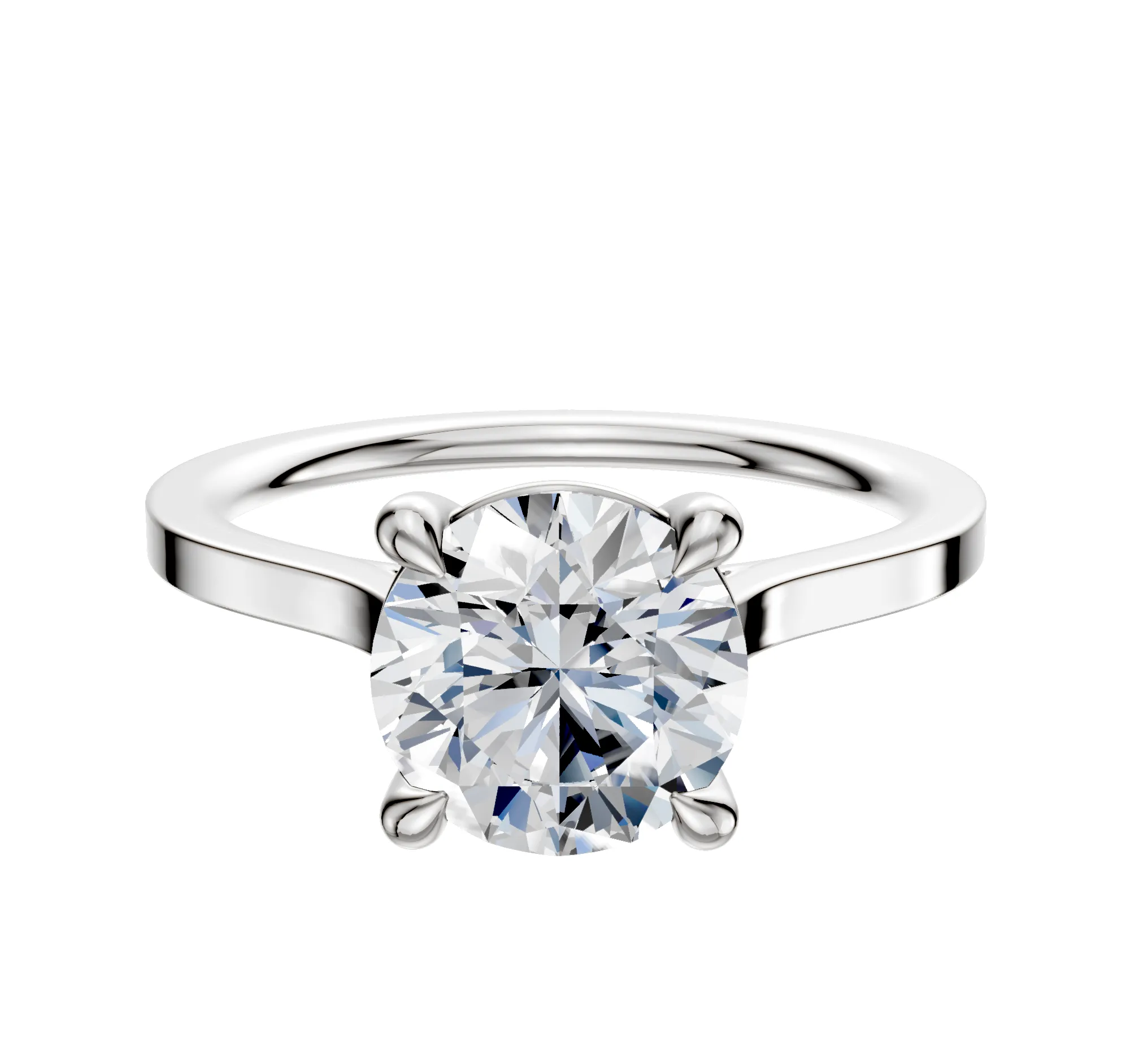 Platinum 4 Prong Basket Cathedral Flat 1.5mm Engagement Ring sold by Promise By Effy