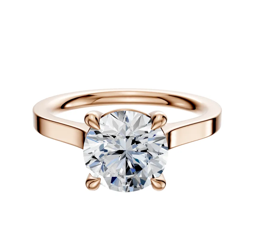 14K Rose Gold 4 Prong Basket Cathedral Flat 2.0mm Engagement Ring sold by Promise By Effy