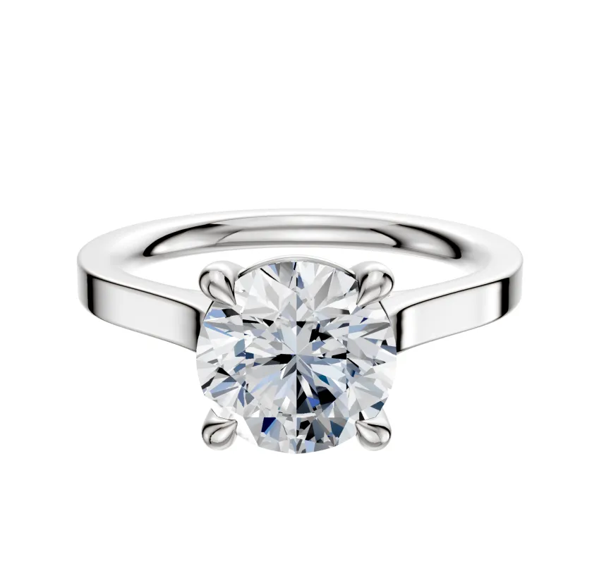 Platinum 4 Prong Basket Cathedral Flat 2.0mm Engagement Ring sold by Promise By Effy
