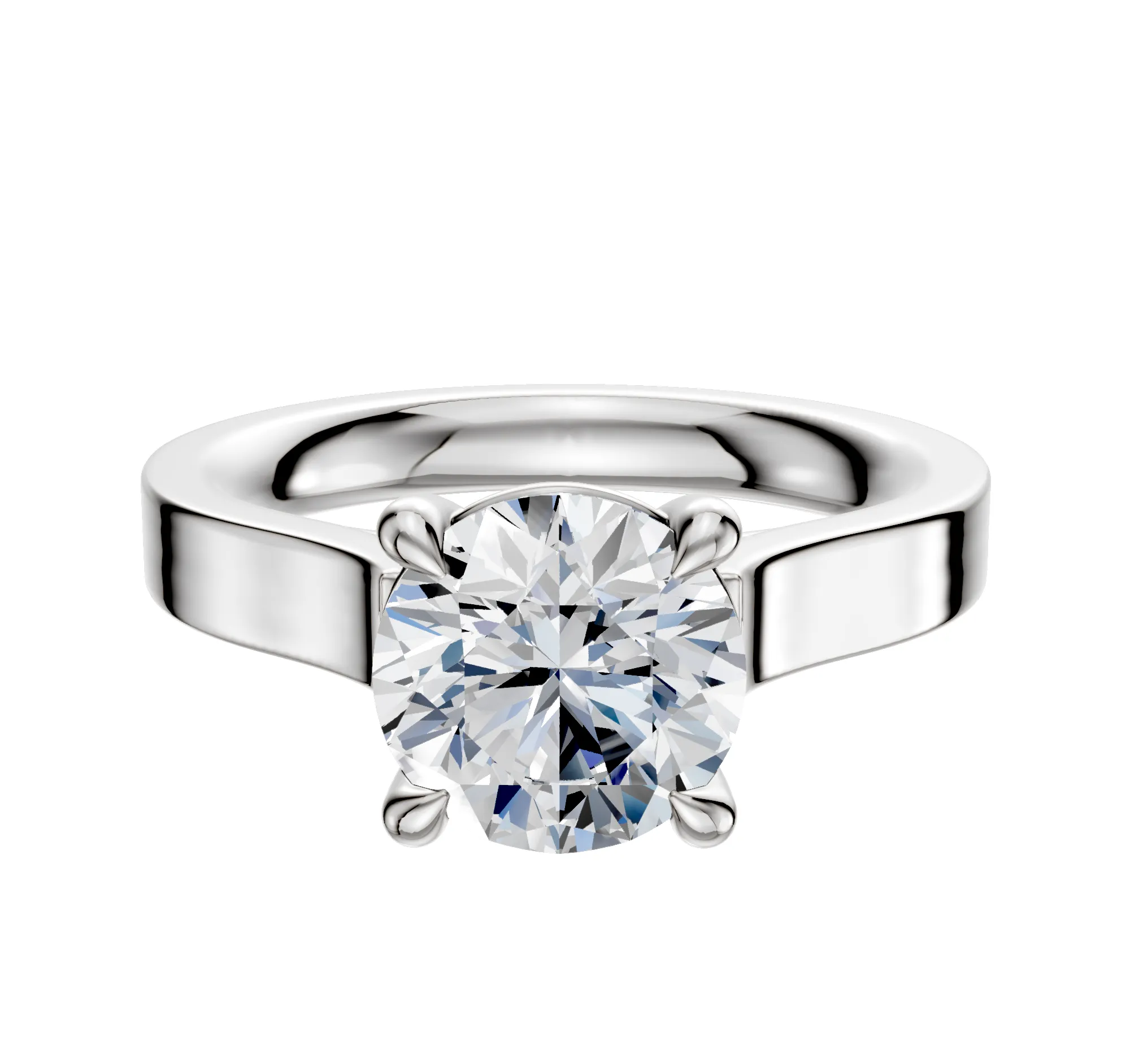 18K White Gold 4 Prong Basket Cathedral Flat 3.0mm Engagement Ring sold by Promise By Effy