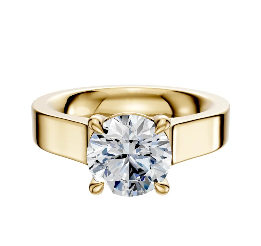 14K Yellow Gold 4 Prong Basket Cathedral Flat 4.0mm Engagement Ring sold by Promise By Effy