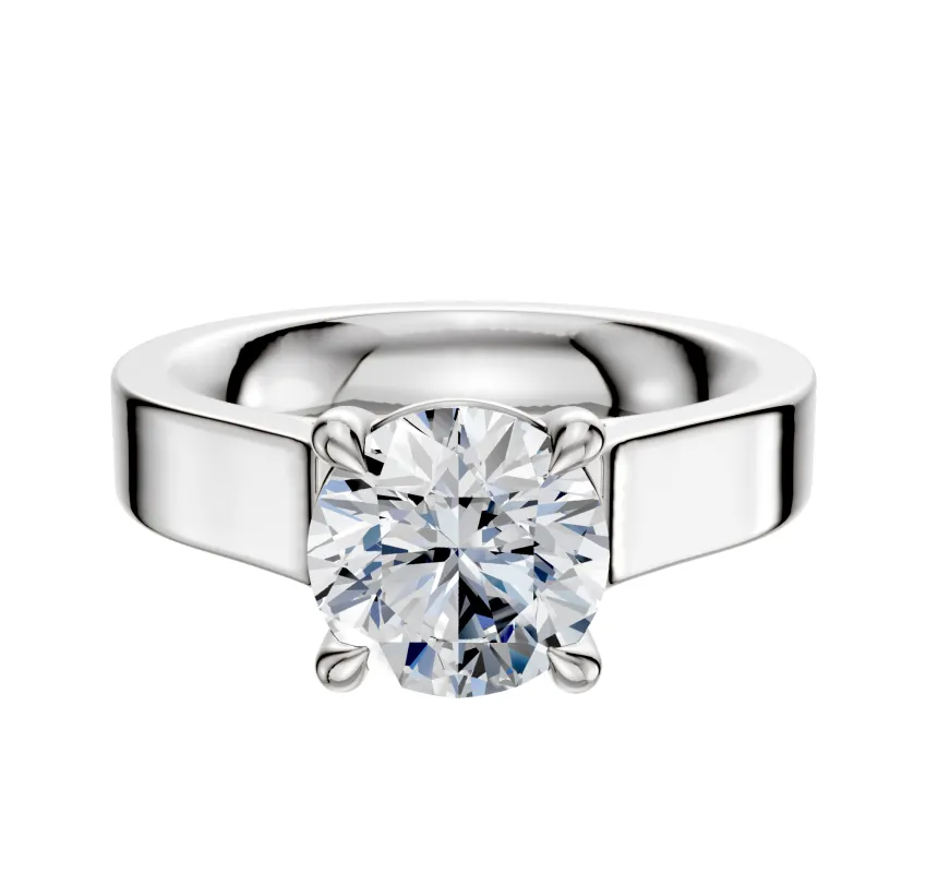 14K White Gold 4 Prong Basket Cathedral Flat 4.0mm Engagement Ring sold by Promise By Effy
