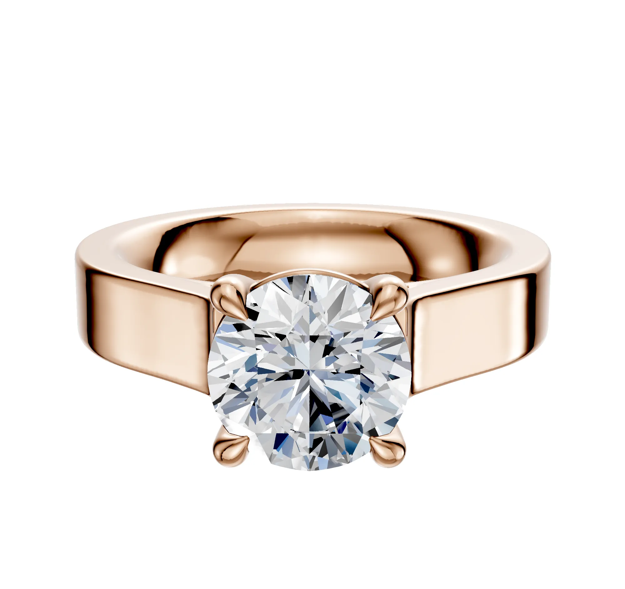 18K Rose Gold 4 Prong Basket Cathedral Flat 4.0mm Engagement Ring sold by Promise By Effy