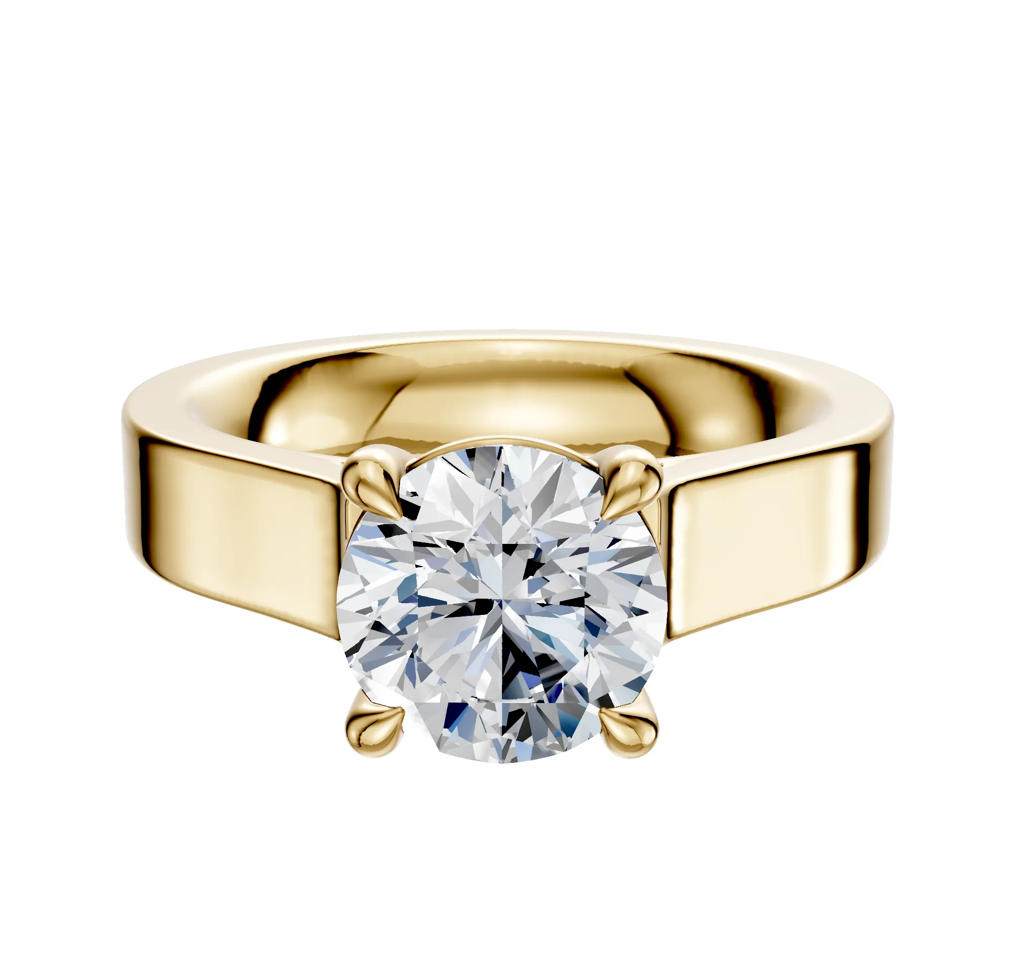 18K Yellow Gold 4 Prong Basket Cathedral Flat 4.0mm Engagement Ring sold by Promise By Effy