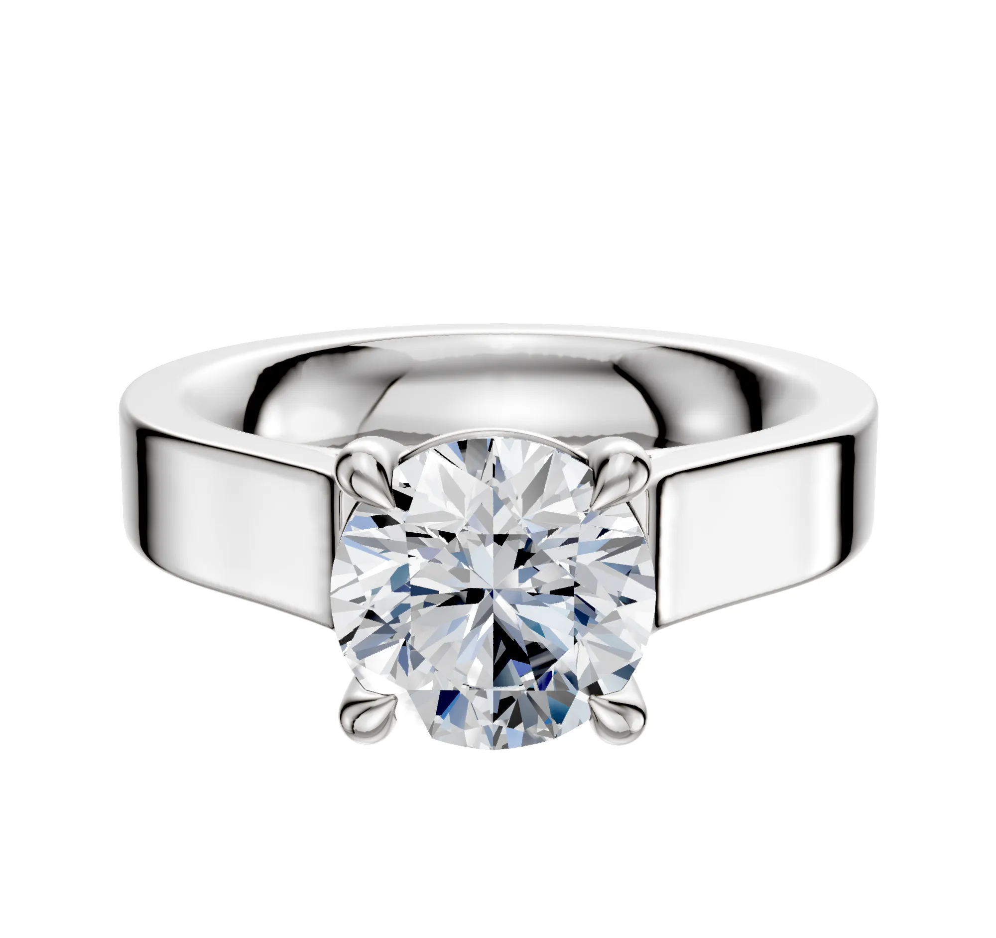 Platinum 4 Prong Basket Cathedral Flat 4.0mm Engagement Ring sold by Promise By Effy