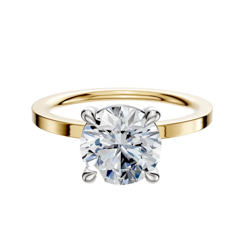 18K Two Tone 4 Prong Basket Classic Flat 1.5mm Engagement Ring sold by Promise By Effy