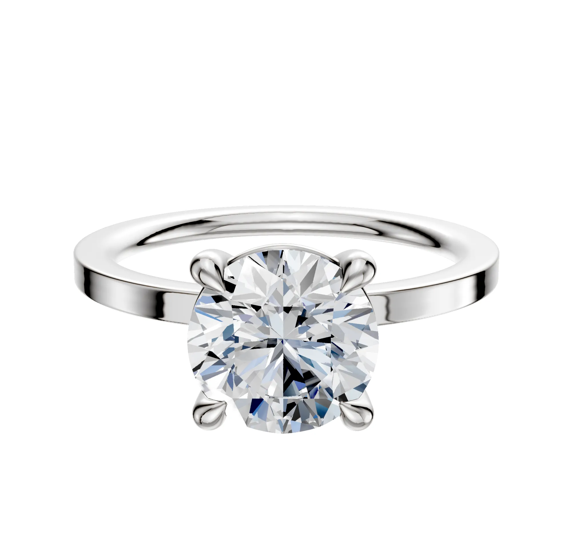 Platinum 4 Prong Basket Classic Flat 1.5mm Engagement Ring sold by Promise By Effy