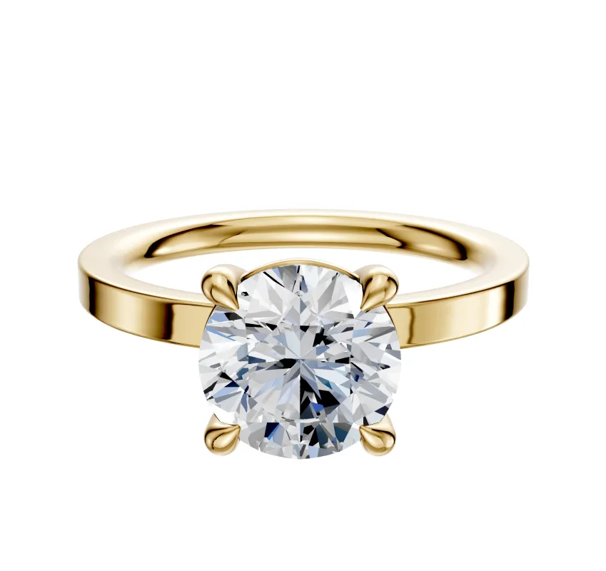 14K Yellow Gold 4 Prong Basket Classic Flat 2.0mm Engagement Ring made by Promise By Effy