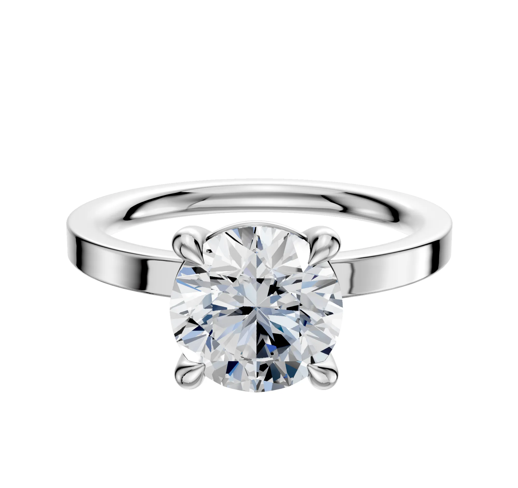 Platinum 4 Prong Basket Classic Flat 2.0mm Engagement Ring sold by Promise By Effy