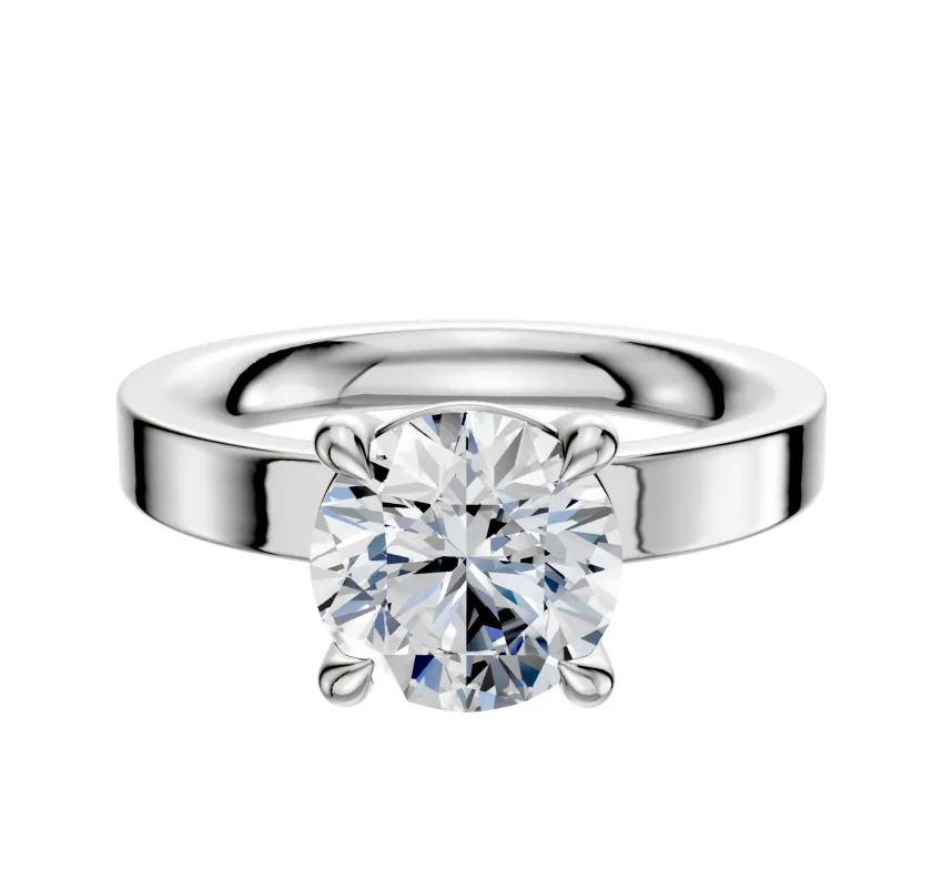 Platinum 4 Prong Basket Classic Flat 3.0mm Engagement Ring sold by Promise By Effy