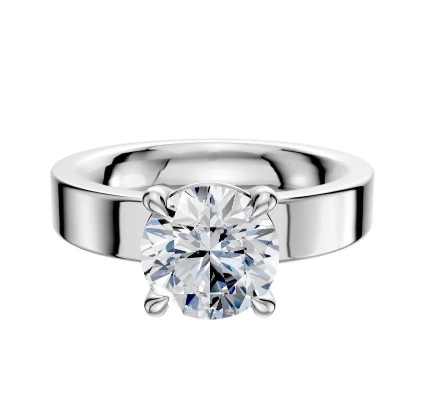 Platinum 4 Prong Basket Classic Flat 4.0mm Engagement Ring sold by Promise By Effy