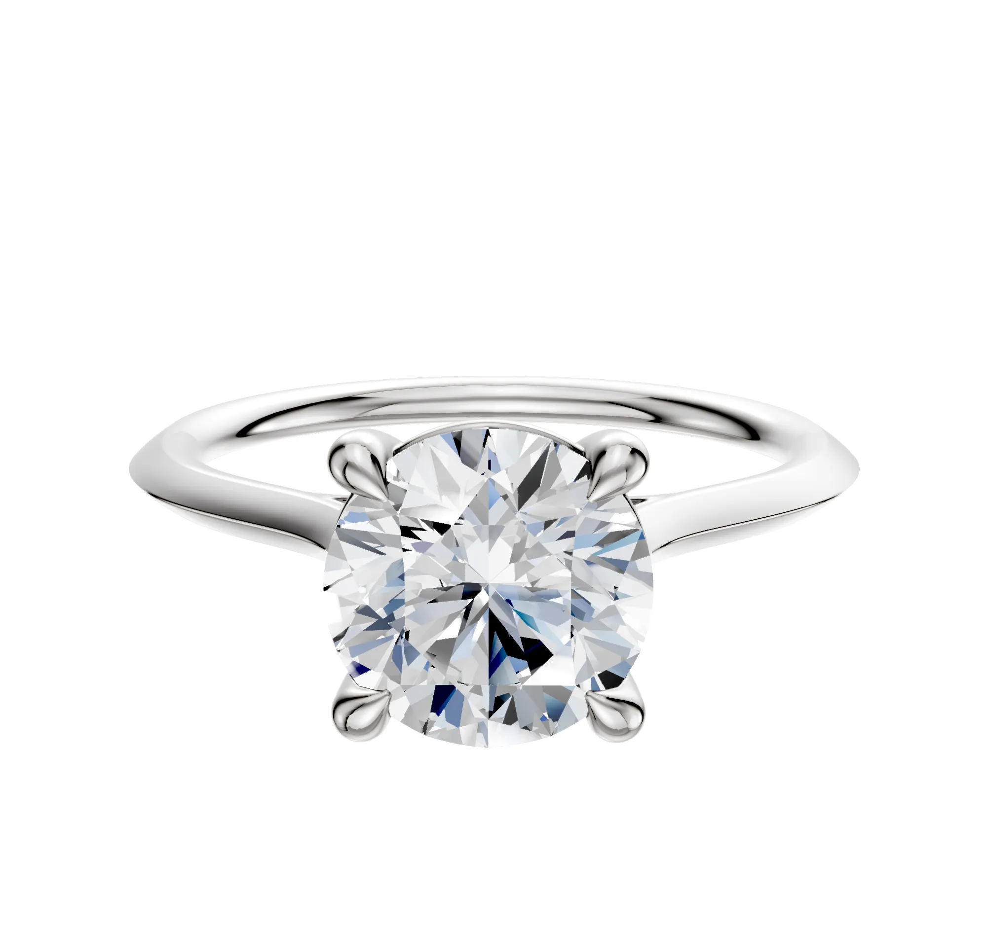 14K White Gold 4 Prong Basket Cathedral Knife Edge 1.5mm Engagement Ring sold by Promise By Effy