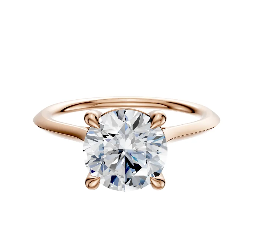 14K Rose Gold 4 Prong Basket Cathedral Knife Edge 1.5mm Engagement Ring sold by Promise By Effy