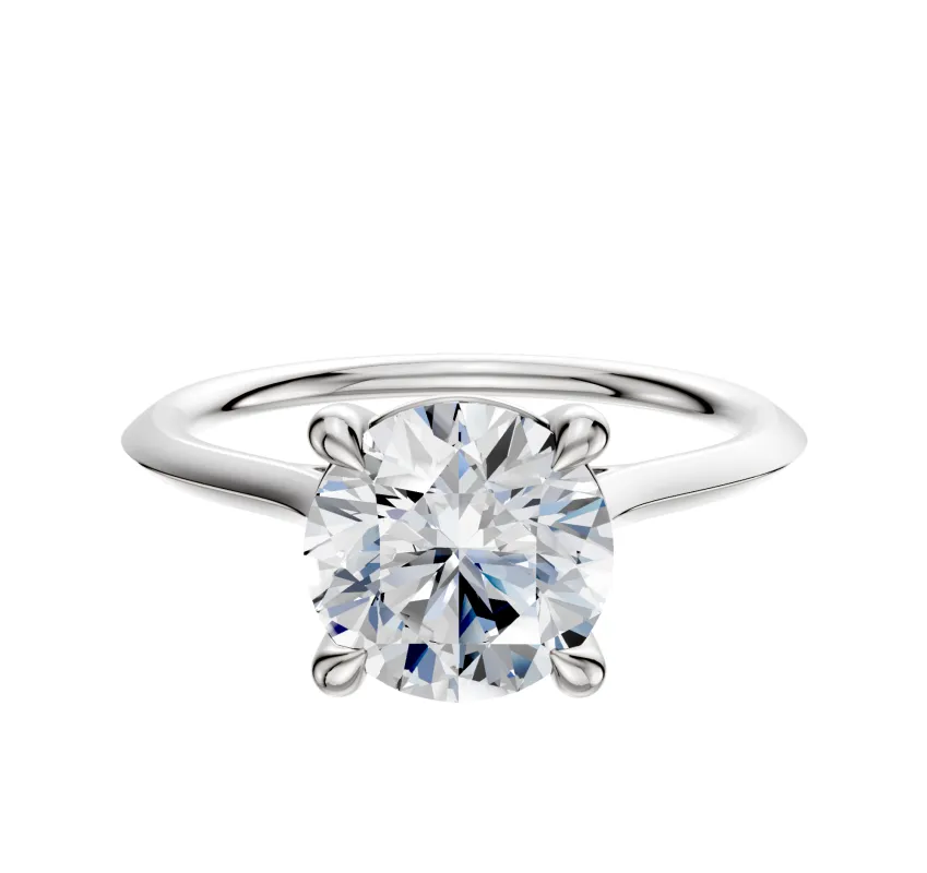 Platinum 4 Prong Basket Cathedral Knife Edge 1.5mm Engagement Ring sold by Promise By Effy