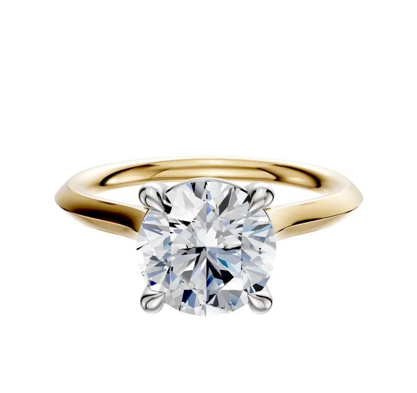 18K Two Tone 4 Prong Basket Cathedral Knife Edge 2.0mm Engagement Ring sold by Promise By Effy