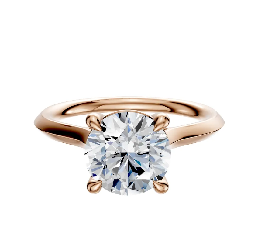 18K Rose Gold 4 Prong Basket Cathedral Knife Edge 2.0mm Engagement Ring sold by Promise By Effy