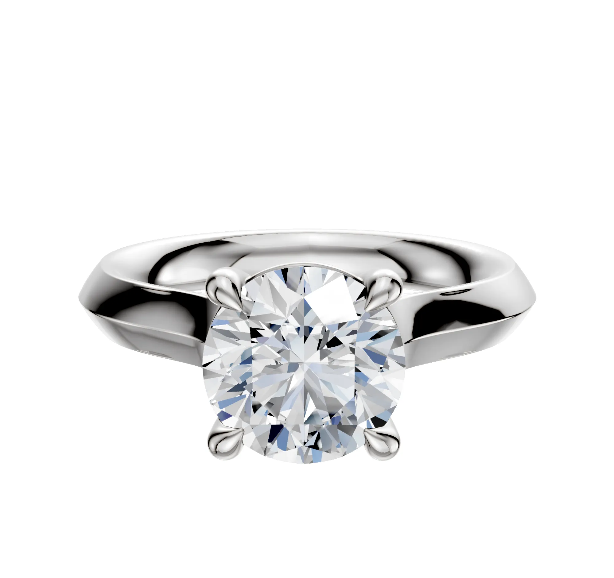 14K White Gold 4 Prong Basket Cathedral Knife Edge 3.0mm Engagement Ring sold by Promise By Effy