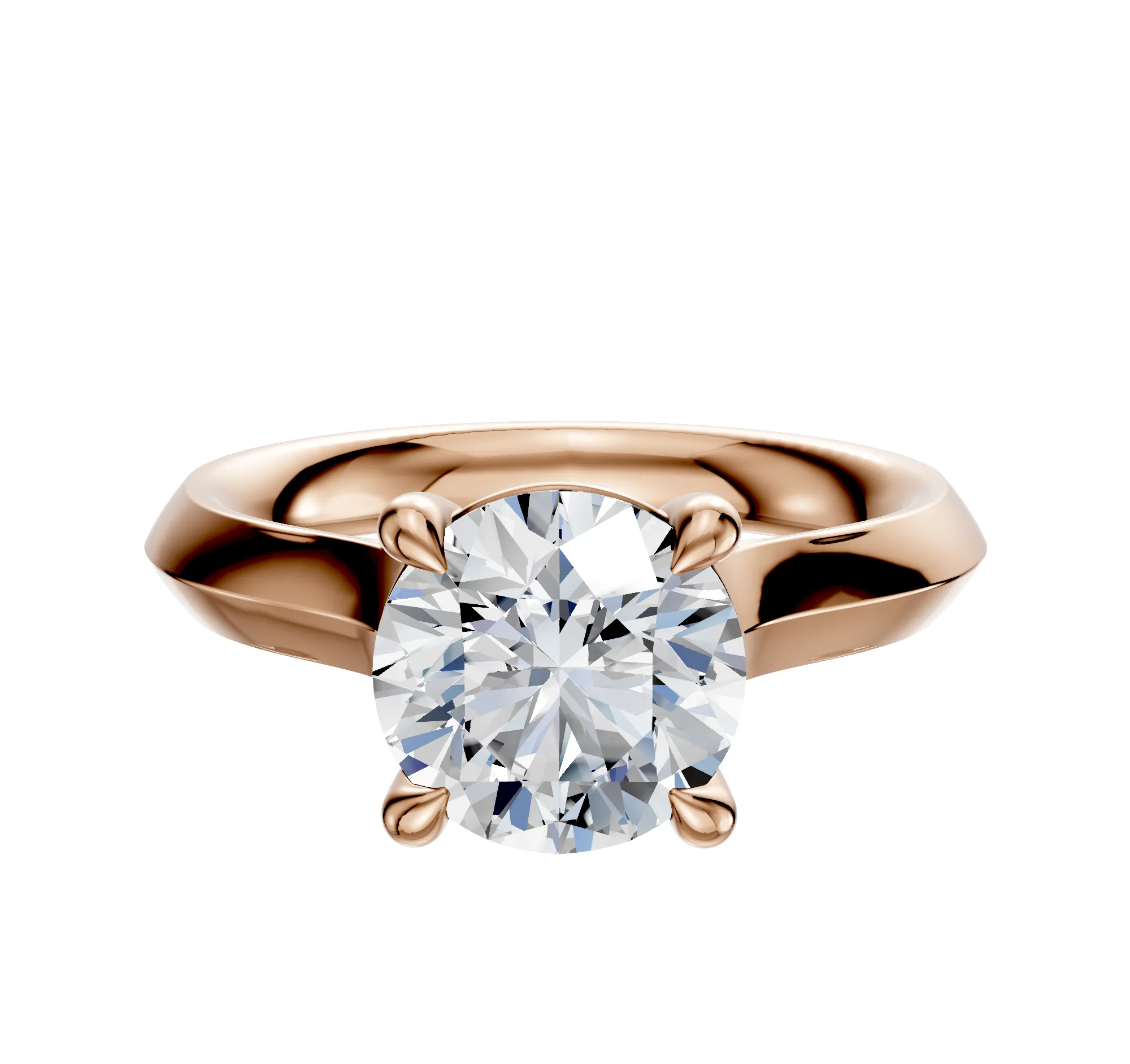 14K Rose Gold 4 Prong Basket Cathedral Knife Edge 3.0mm Engagement Ring sold by Promise By Effy