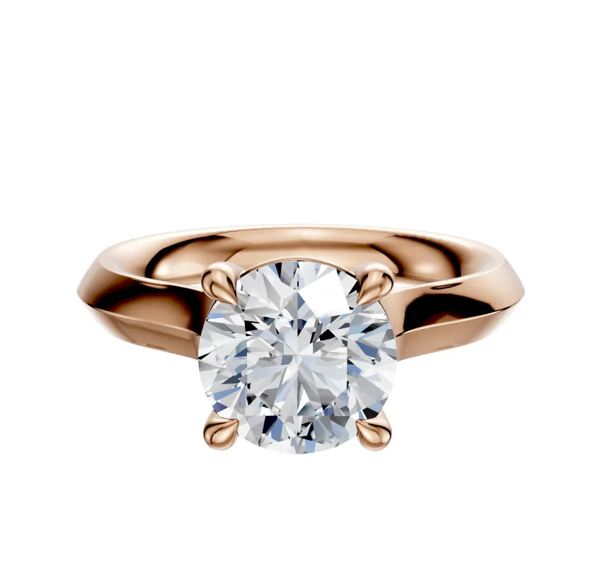 18K Rose Gold 4 Prong Basket Cathedral Knife Edge 3.0mm Engagement Ring sold by Promise By Effy