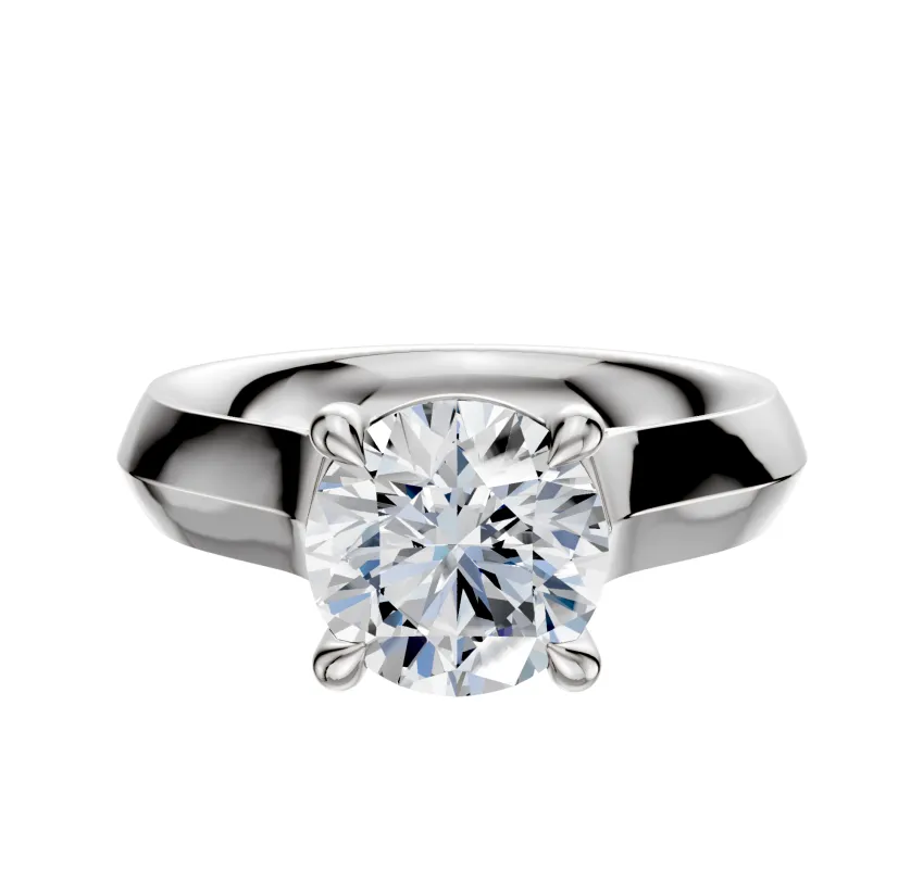 14K White Gold 4 Prong Basket Cathedral Knife Edge 4.0mm Engagement Ring sold by Promise By Effy