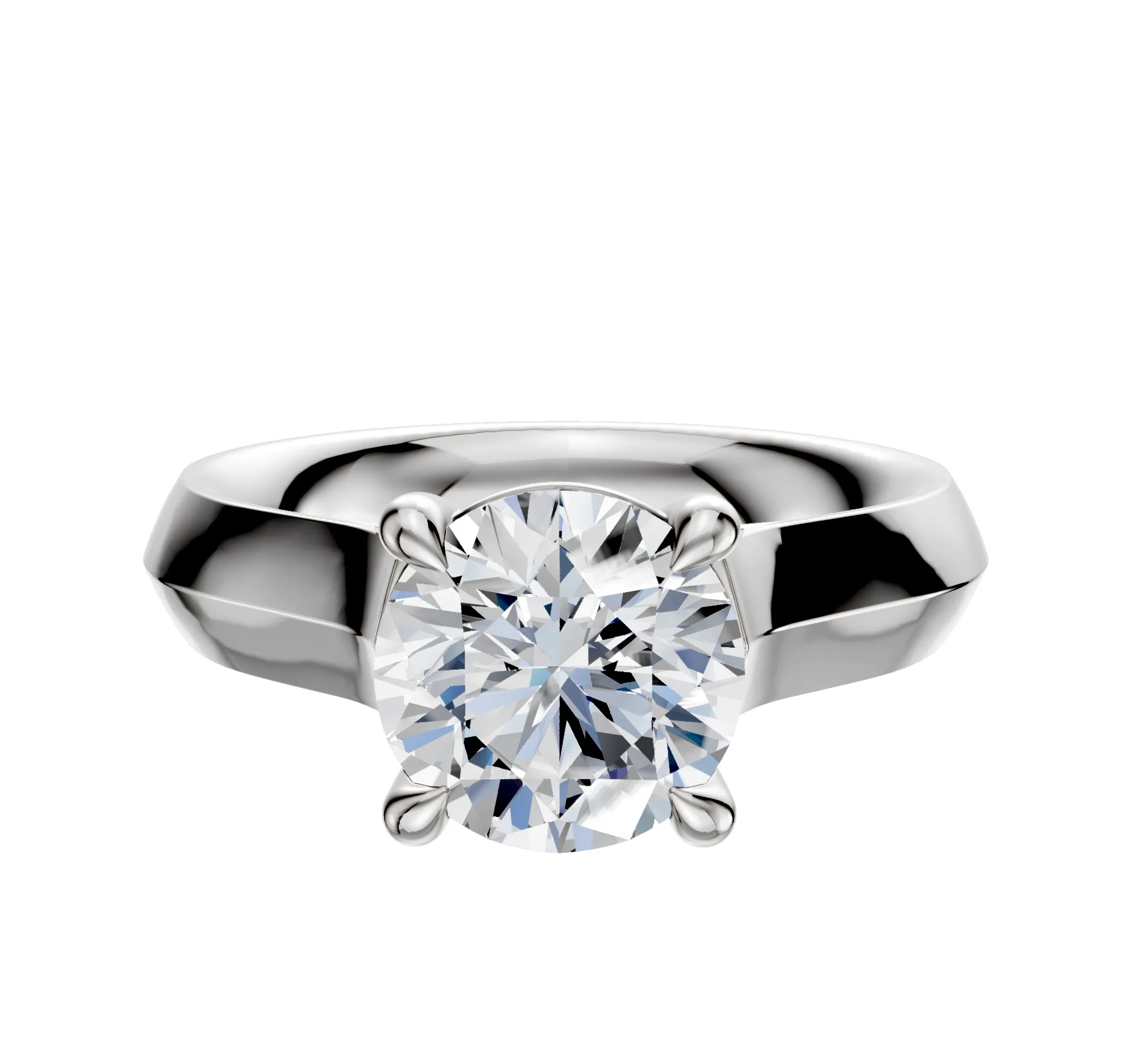 14K White Gold 4 Prong Basket Cathedral Knife Edge 4.0mm Engagement Ring sold by Promise By Effy