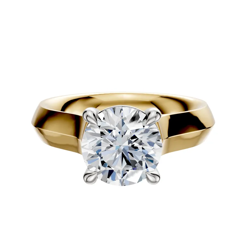 18K Two Tone 4 Prong Basket Cathedral Knife Edge 4.0mm Engagement Ring sold by Promise By Effy