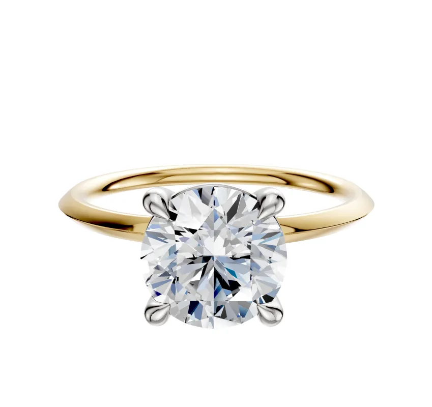 14K Two Tone 4 Prong Basket Classic Knife Edge 1.5mm Engagement Ring sold by Promise By Effy