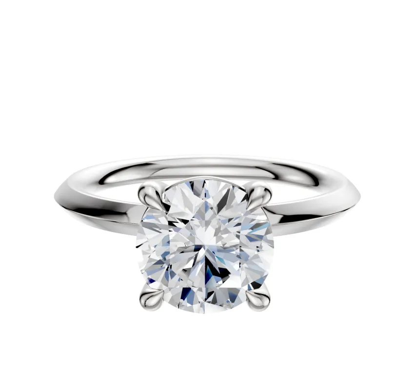 14K White Gold 4 Prong Basket Classic Knife Edge 2.0mm Engagement Ring sold by Promise By Effy